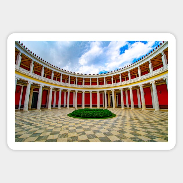 The Colonnaded Central Courtyard of the Zappeion Hall, Athens Sticker by BrianPShaw